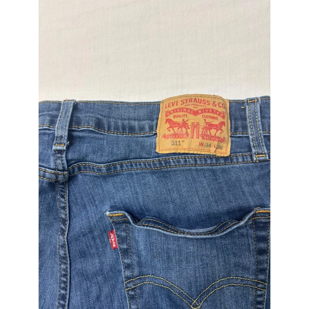 Levis 511 Slim Fit Blue Jeans Mens 34x36 Medium Wash Denim Pants